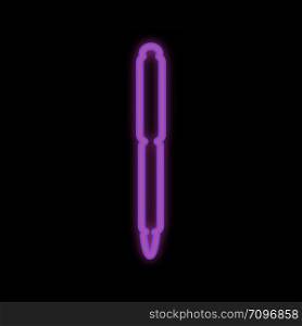 Back to school concept, flat design. Neon icon school pen in illuminated purple. . Neon icon school pen in illuminated purple
