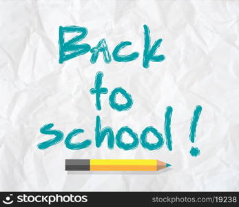 Back to school concept text on paper background with pencil