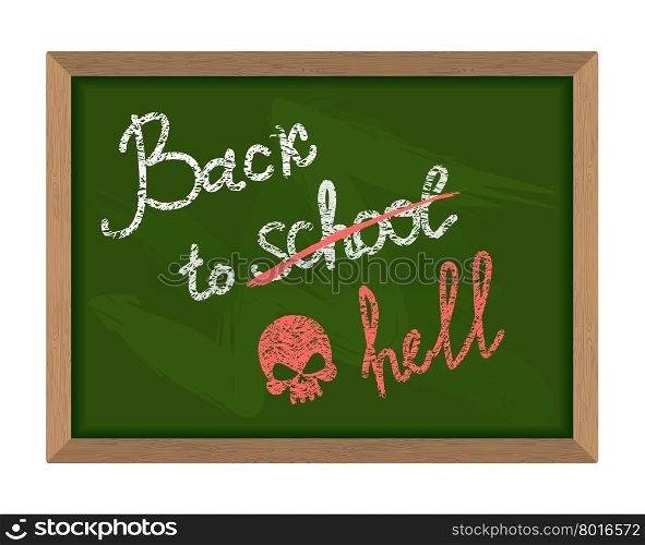 Back to school (crossed out in hell). The inscription on the Green chalk Blackboard. Dreary time to return to school on September 1. School vector illustration