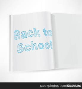 Back to school design notebook on a white background,