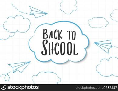 Back to school doodle style background. Education hand drawn objects and symbols with thin line.