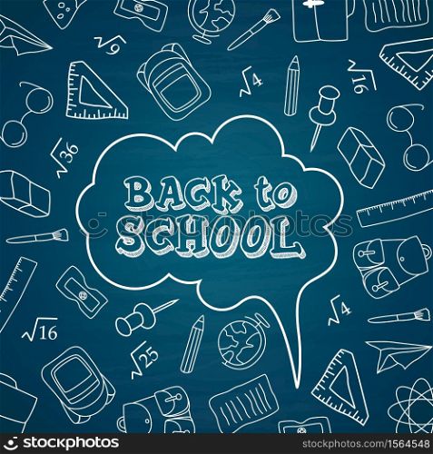 Back to school doodles in chalkboard background