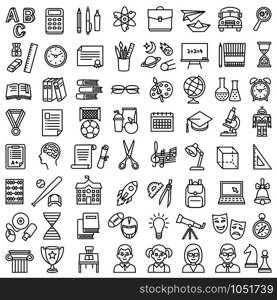 Back to school education icon set in line style. Logo, pictogram, design infographic elements