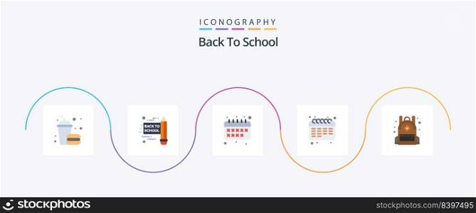 Back To School Flat 5 Icon Pack Including . school. calendar. education. student