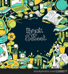 Back to school frame with hand drawn education elements vector illustration. Back To School Frame