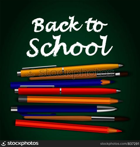 Back to school green concept background. Realistic illustration of back to school green vector concept background for web design. Back to school green concept background, realistic style