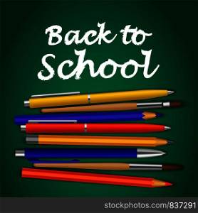 Back to school green concept background. Realistic illustration of back to school green vector concept background for web design. Back to school green concept background, realistic style