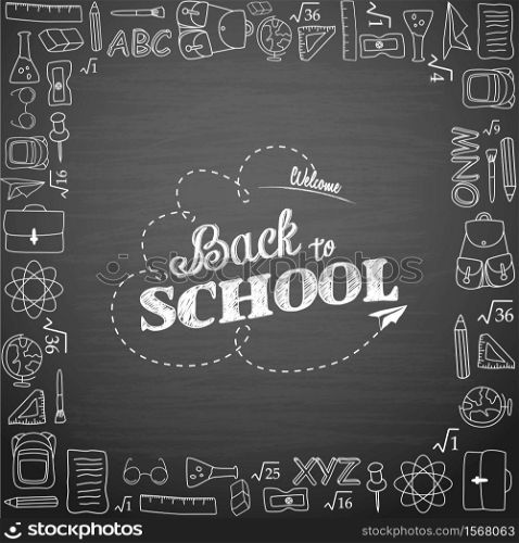 Back to school hand-drawn doodles background .Vector illustration