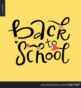 Back to school hand lettering on the yellow background.. Back to school lettering