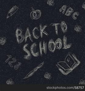 Back to school holiday background. Childish drawings on asphalt. Vector illustration
