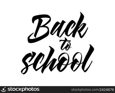 Back to school lettering in black color. Creative inscription in bold. Handwritten text, calligraphy. Can be used for greeting cards, posters, leaflets
