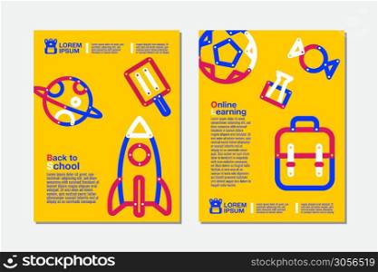 Back to School, online Learning , Education Banner Template, Vector Illustration.