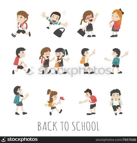 Back to school , pupils in school uniform , eps10 vector format