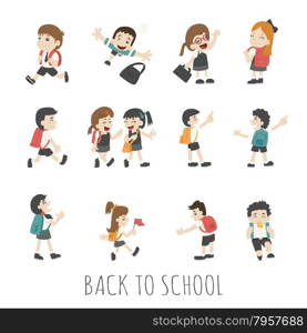 Back to school , pupils in school uniform , eps10 vector format
