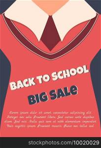 Back to school sale background with text and school uniform. Back to school sale poster with text and school uniform