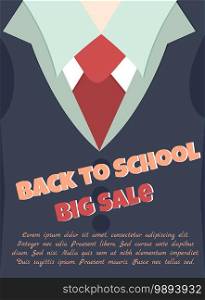 Back to school sale background with text and school uniform. Back to school sale poster with text and school uniform
