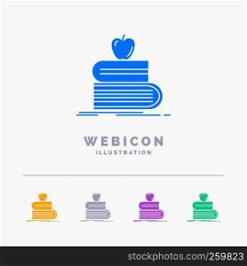 back to school, school, student, books, apple 5 Color Glyph Web Icon Template isolated on white. Vector illustration
