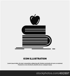 back to school, school, student, books, apple Icon. glyph vector gray symbol for UI and UX, website or mobile application. Vector EPS10 Abstract Template background