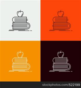 back to school, school, student, books, apple Icon Over Various Background. Line style design, designed for web and app. Eps 10 vector illustration. Vector EPS10 Abstract Template background