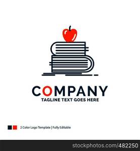 back to school, school, student, books, apple Logo Design. Blue and Orange Brand Name Design. Place for Tagline. Business Logo template.