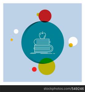 back to school, school, student, books, apple White Line Icon colorful Circle Background. Vector EPS10 Abstract Template background