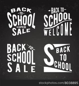 Back to school stamp set on chalkboard background. Vector illustration.. Back to school set