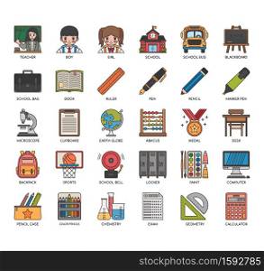 back to school , Thin Line and Pixel Perfect Icons