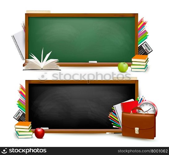 Back to school.Two banners with school supplies. Vector.