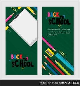 Back to school vector design concept made from pencils. modern design template with school accessories.