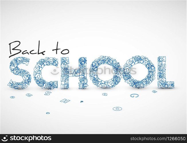 Back to school vector illustration made from letters