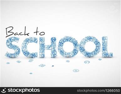 Back to school vector illustration made from letters