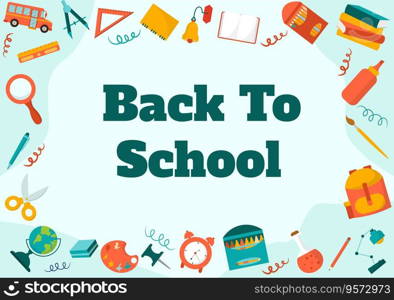 Back to School Vector Illustration with Schools Elements and Learning Equipment for Education Background in Kids Flat Cartoon Hand Drawn Templates