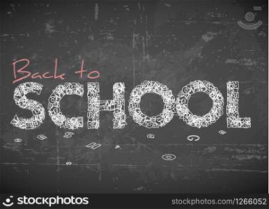 Back to school vector white illustration on chalkboard