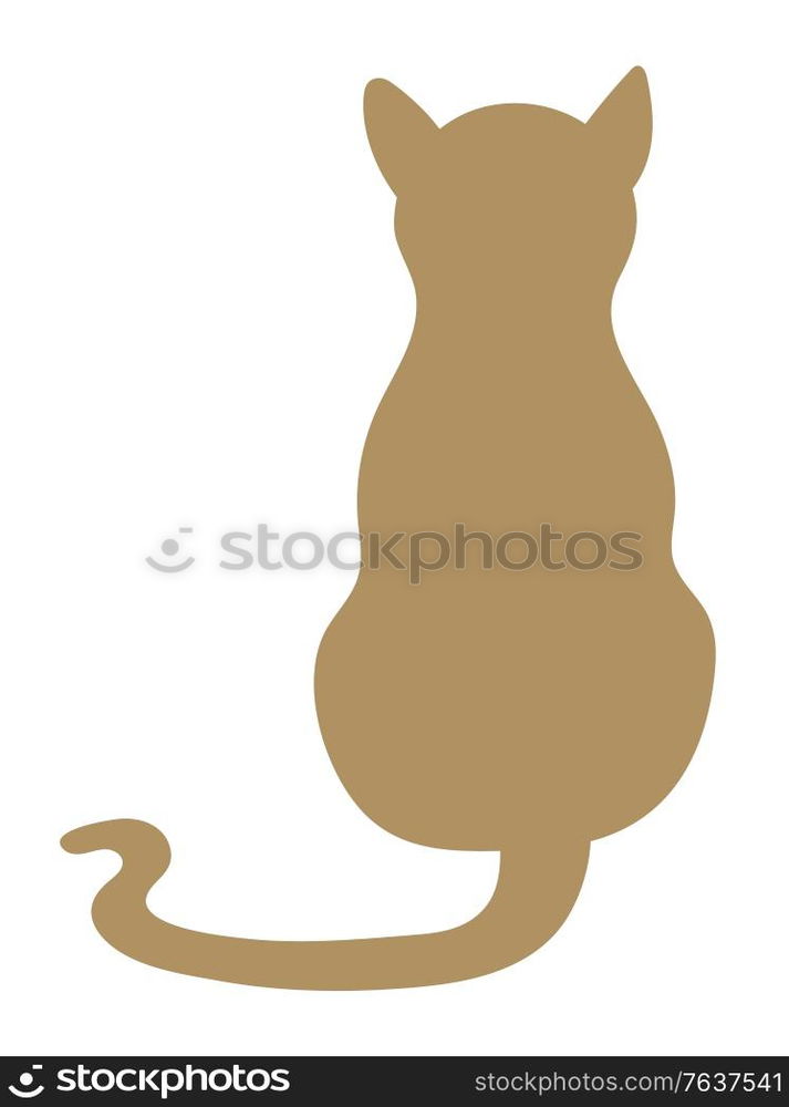 Back view of cat isolated feline silhouette. Vector cartoon style ...