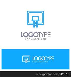 Backboard, Basket, Basketball, Board Blue outLine Logo with place for tagline