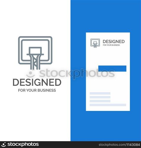 Backboard, Basket, Basketball, Board Grey Logo Design and Business Card Template