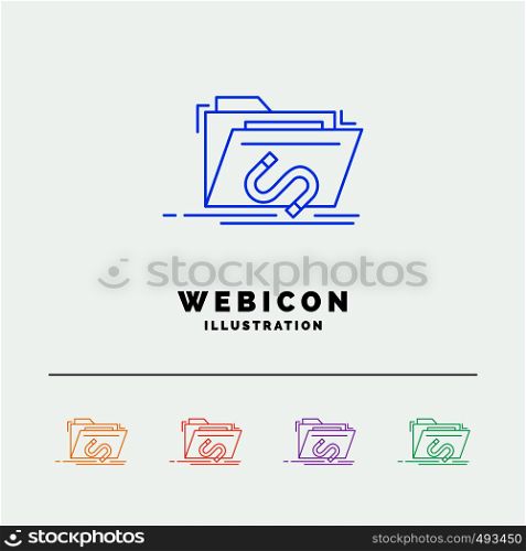 Backdoor, exploit, file, internet, software 5 Color Line Web Icon Template isolated on white. Vector illustration. Vector EPS10 Abstract Template background