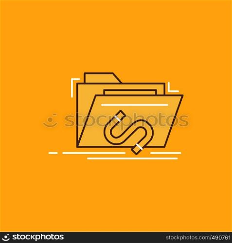 Backdoor, exploit, file, internet, software Flat Line Filled Icon. Beautiful Logo button over yellow background for UI and UX, website or mobile application. Vector EPS10 Abstract Template background