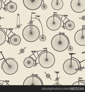 Background bicycle seamless repeating pattern in vintage retro style. Background bicycle seamless