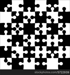 Background black and white jigsaw puzzle. Vector Illustration