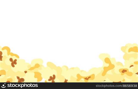 Background cartoon kernels popcorn and pop corn snack. Tasty icon grain maize and salty eat. Caramel sweetcorn for movie and isolated white nutrition. Closeup fluffy treat vector illustration