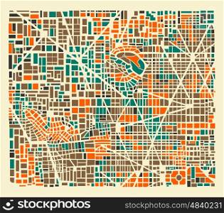 Background city map pattern repeating urban streets, houses and buildings