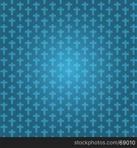 background dark blue color halloween with crucifix pattern texture, vector illustration