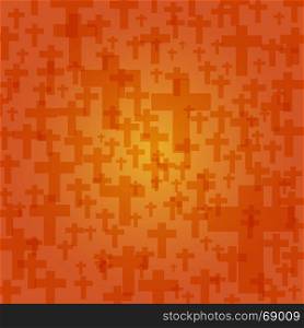 background dark orange color halloween with crucifix pattern texture, vector illustration