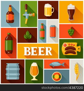 Background design with beer icons and objects. Background design with beer icons and objects.