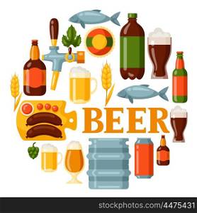 Background design with beer icons and objects. Background design with beer icons and objects.