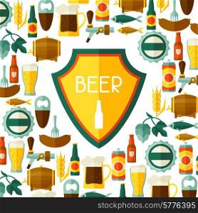 Background design with beer icons and objects.. Background design with beer icons and objects