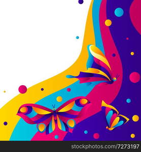 Background design with butterflies. Colorful bright abstract insects.. Background design with butterflies.