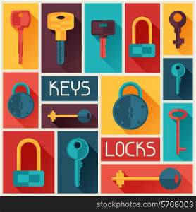 Background design with locks and keys icons.