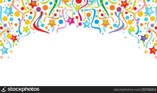 Background design with party streamers and confetti vector illustration